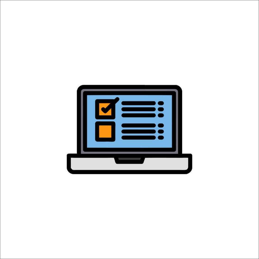 A laptop with a check box icon vector