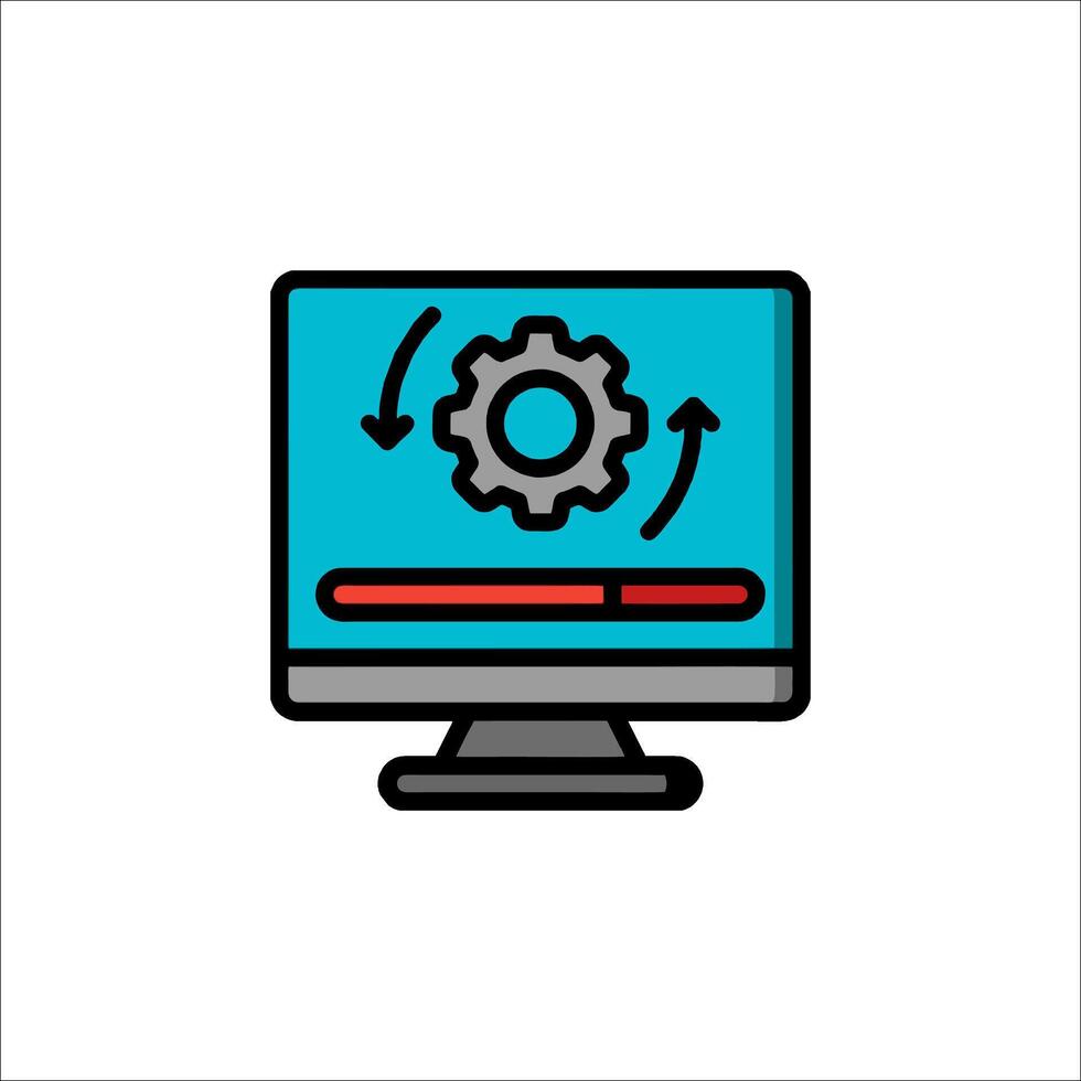 A computer monitor with gears on it vector