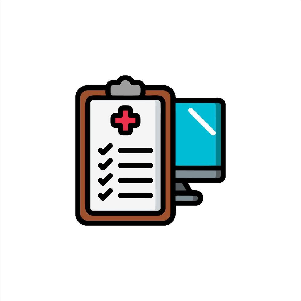 A clipboard with a check mark and a computer vector