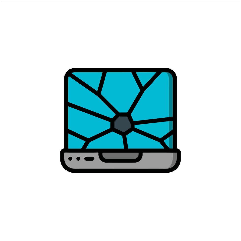 A broken laptop icon on a white background vector