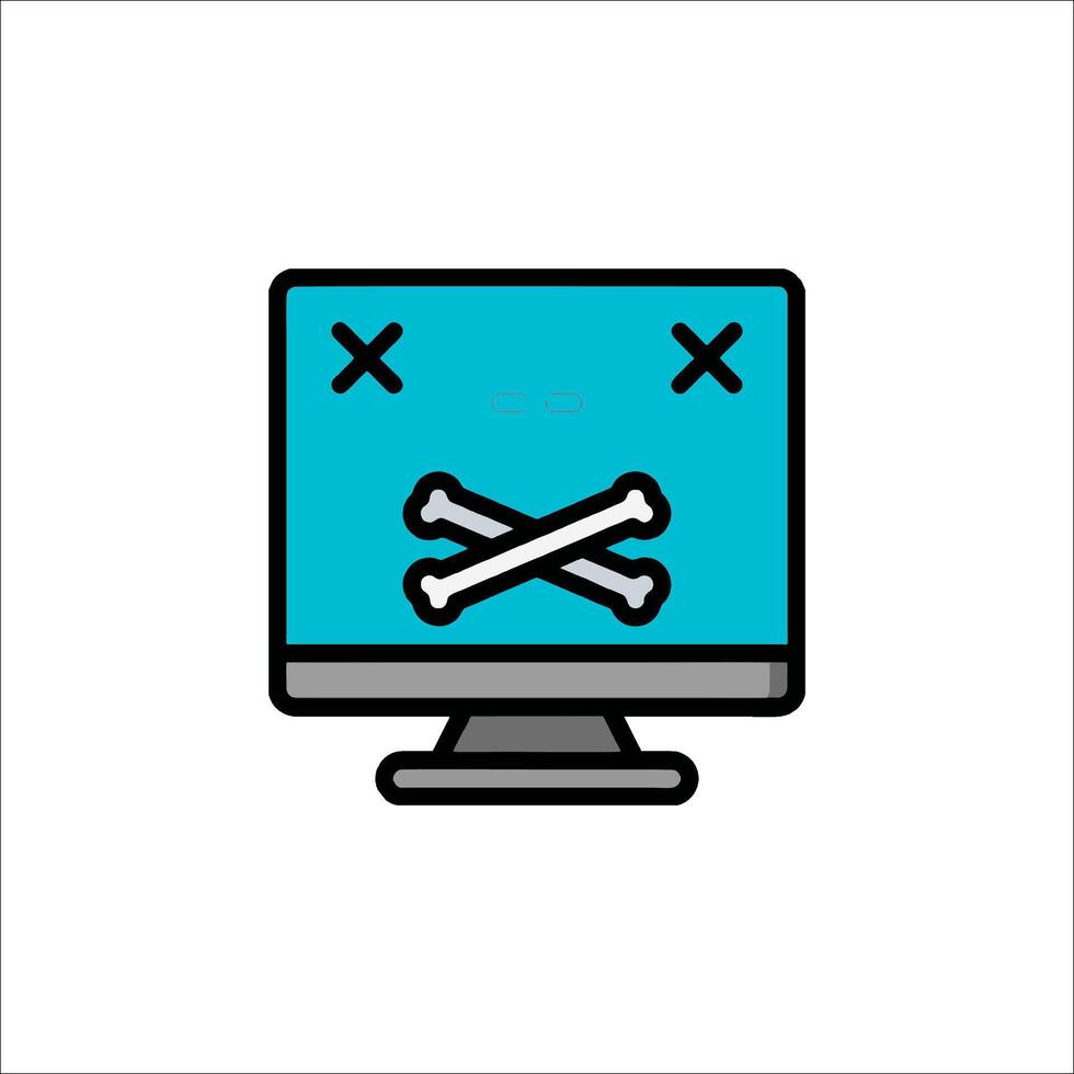 A computer monitor with a skull and crossbones on it vector