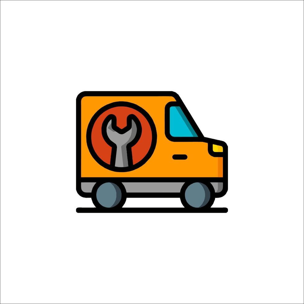 A van with a wrench icon on it vector