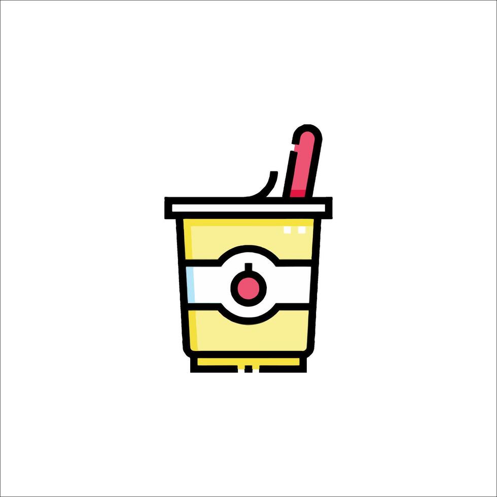 A drink with a straw and a cherry in it vector