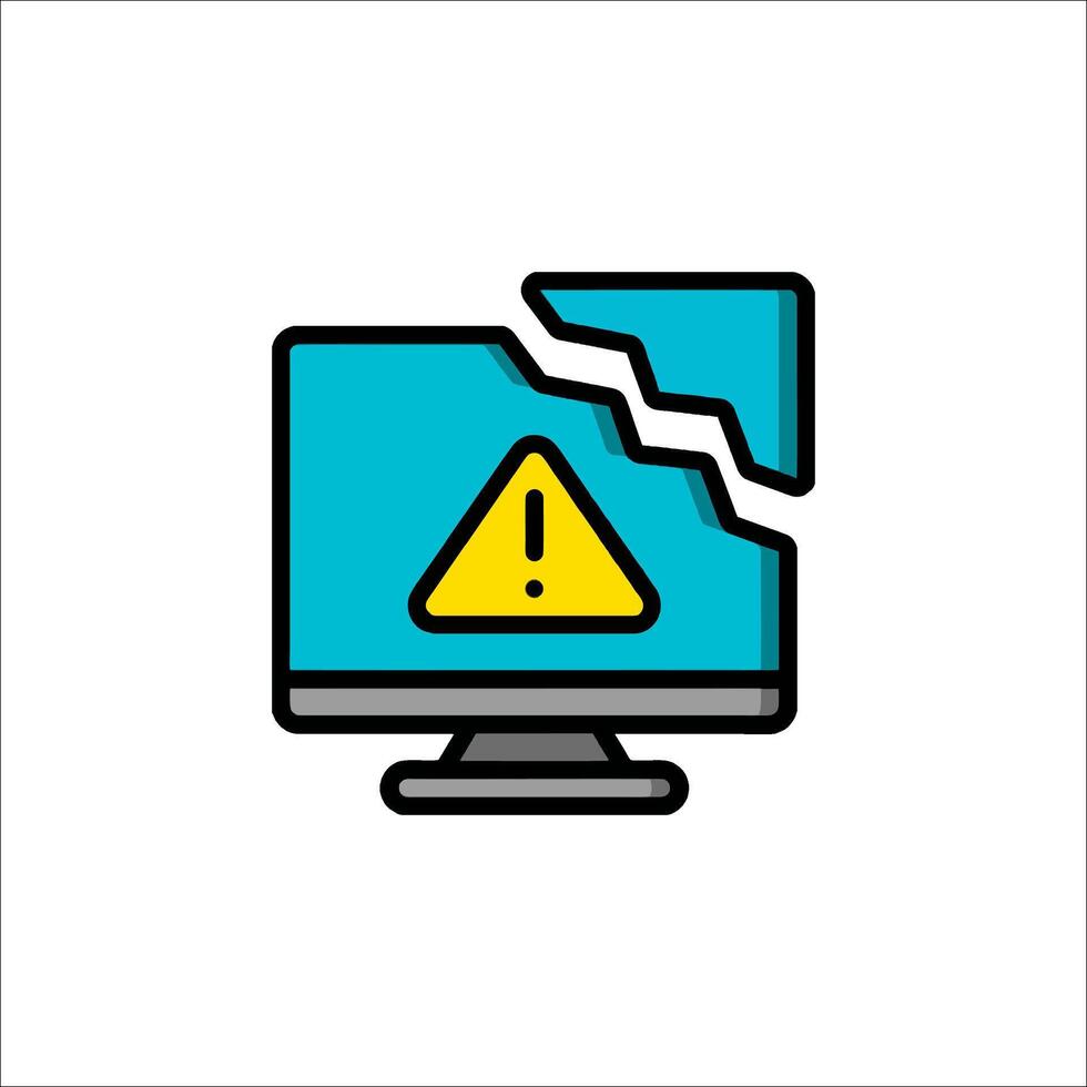 Computer monitor with a broken screen icon vector