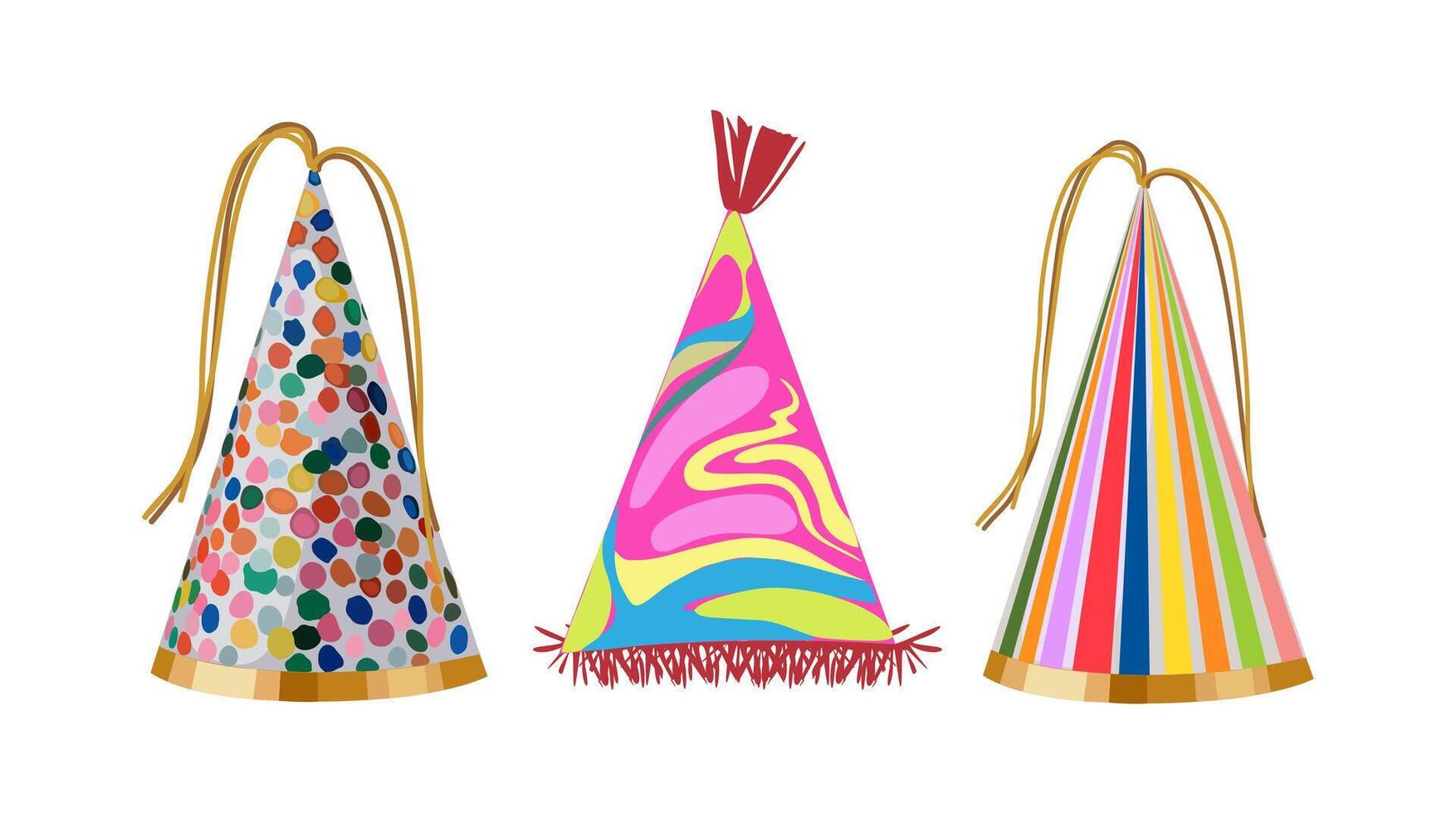 Set of Birthday party hats isolated. vector