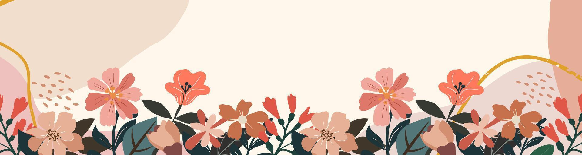 Spring banner with cherry blossom and daisy flower vector