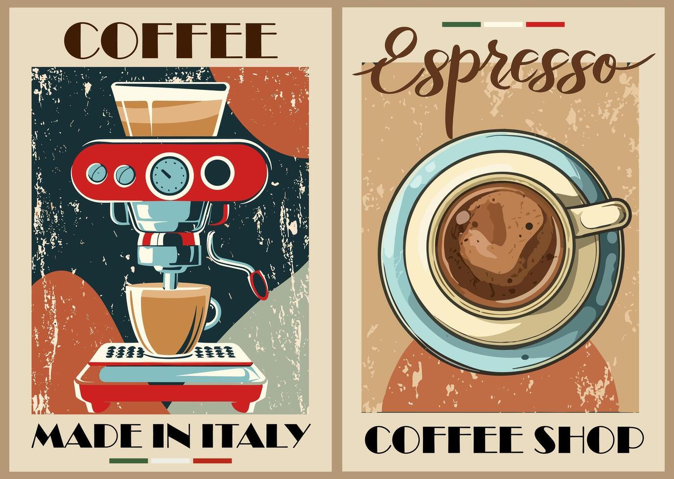 Coffee poster design set in retro style. vector