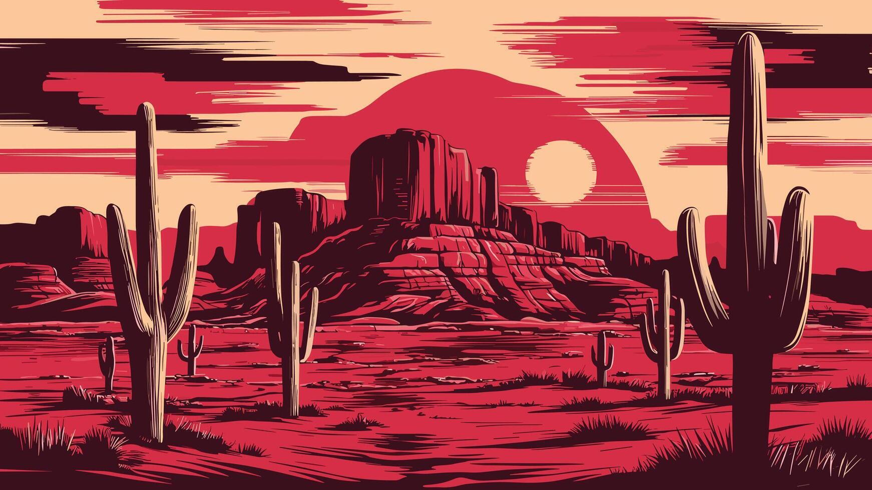Wild West Desert abstract art background. vector