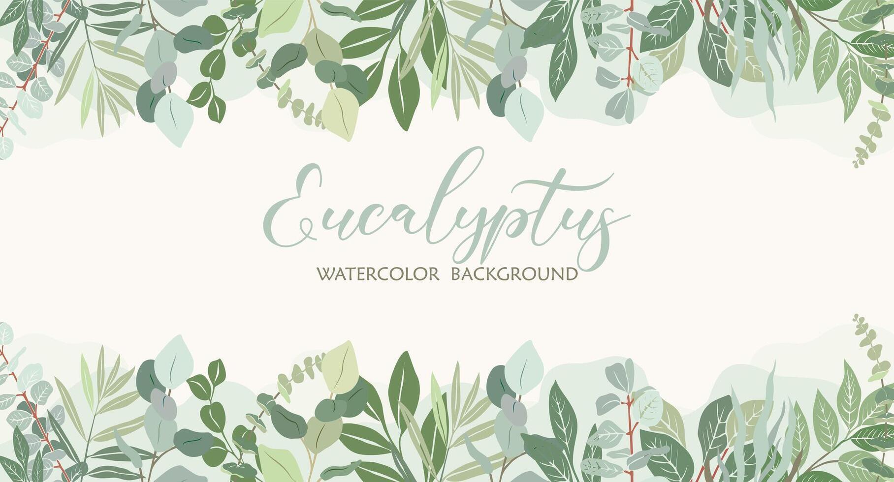Border frame with green leaves of eucalyptus. vector