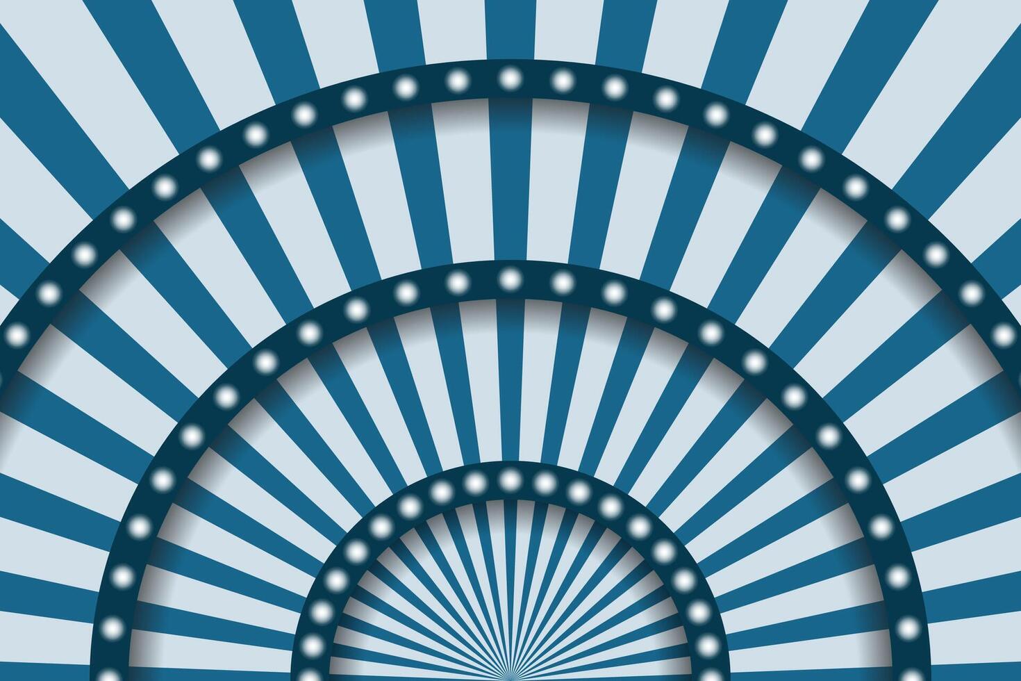 Circus stage with blue lines and spotlights. Paper cut circus panel. illustration vector