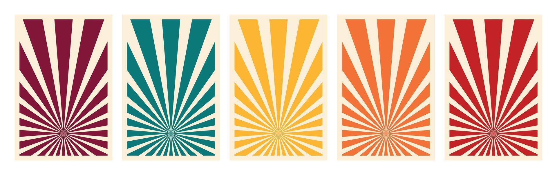 Set of Retro Inspired Vertical Posters Background Templates. Abstract patterns with colorful rays. illustration vector