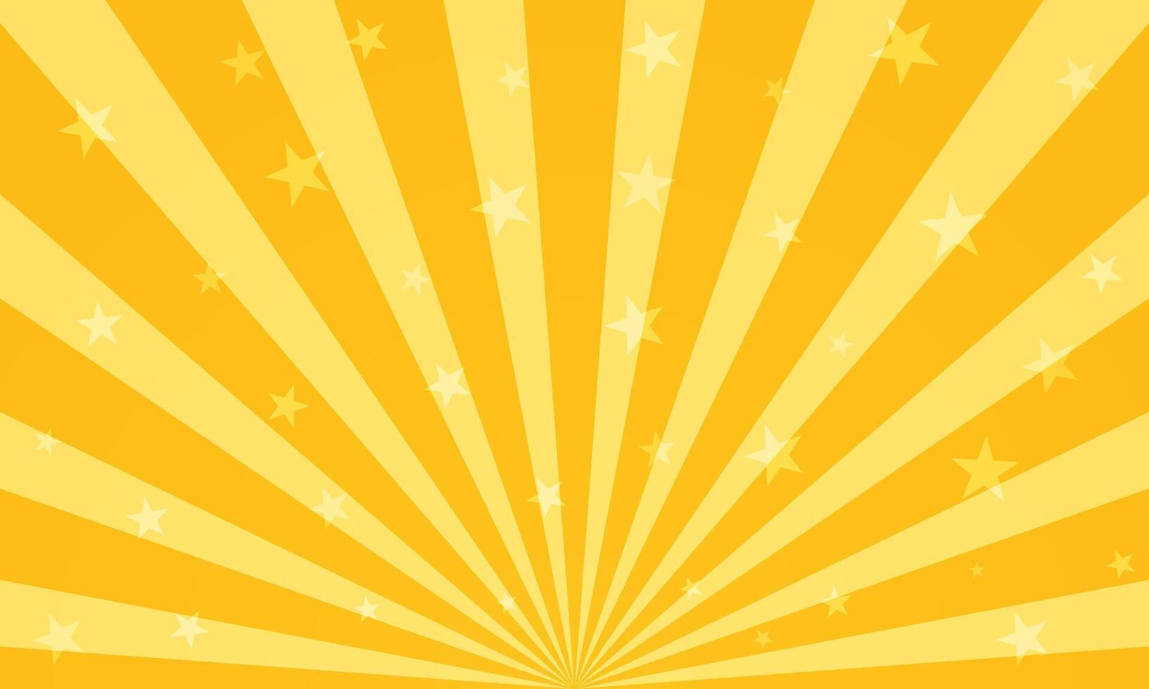 Magic circus poster. Sunlight horizontal background. Orange color burst background with shining stars. Backdrop with sunburst. illustration vector