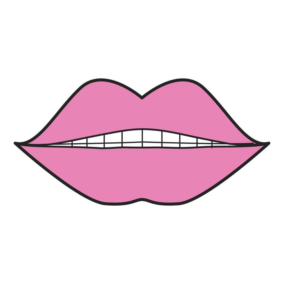 Lips Nostalgic Retro Icon vector