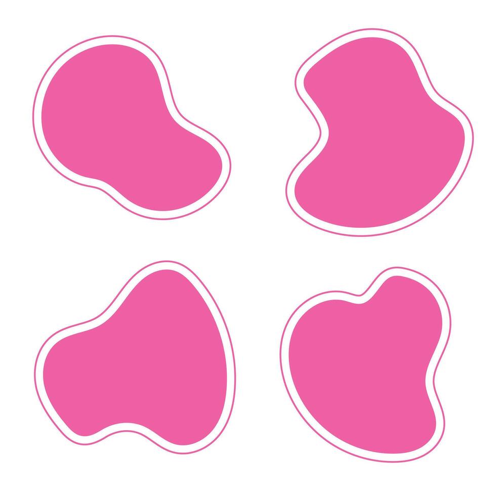 Set of liquid decorative element graphic element. Doodle drops with outline vector