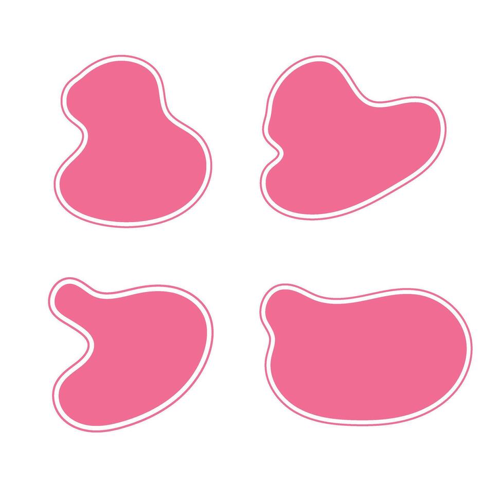 Pink flat liquid blob set. Liquid Spots isolated on white. Geometric shape background for design vector