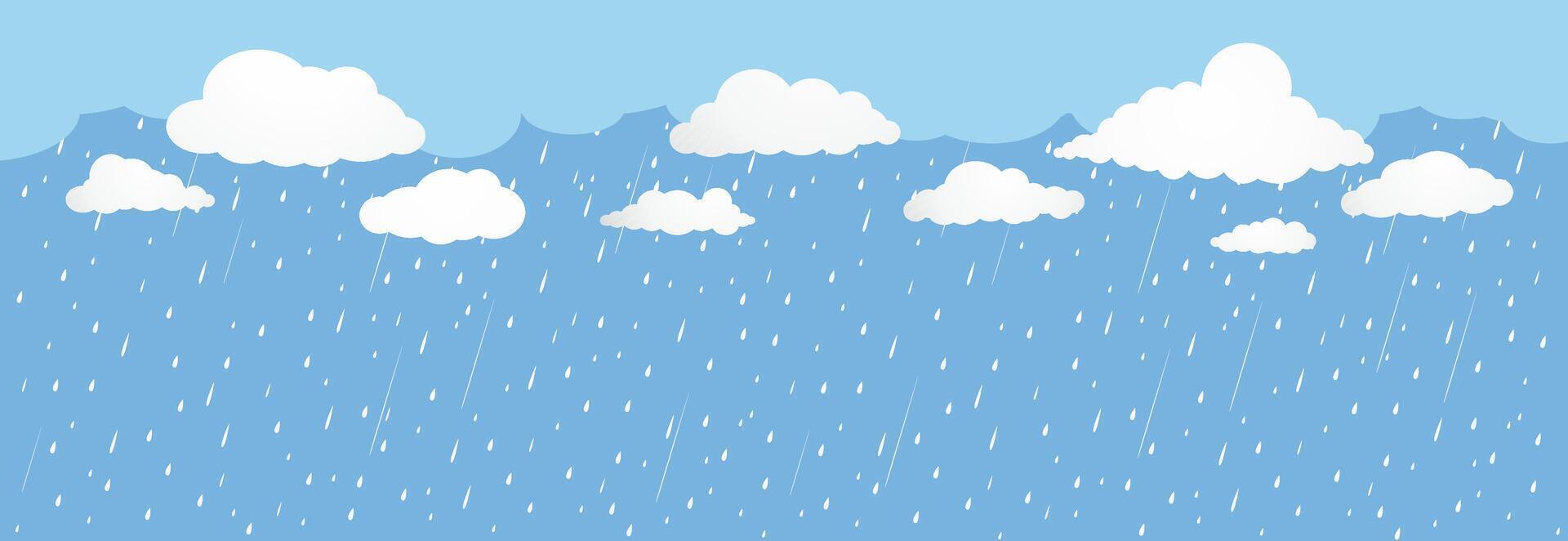 Cloud and rain, rainy season, weather nature background vector