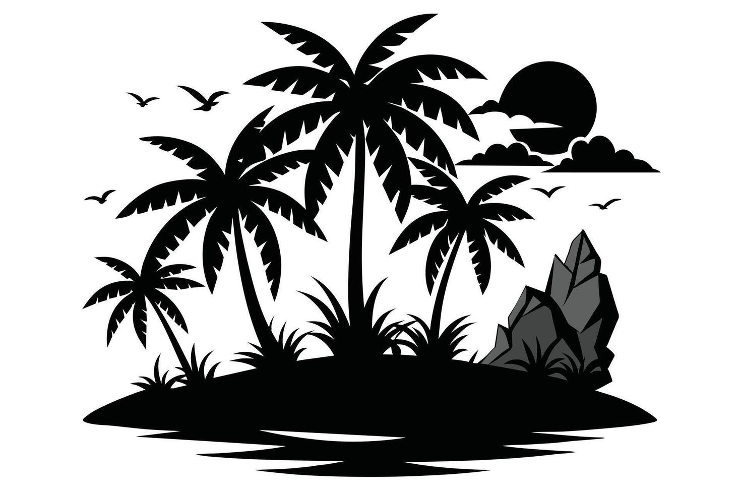 island palm tree and sun icon tropical vector