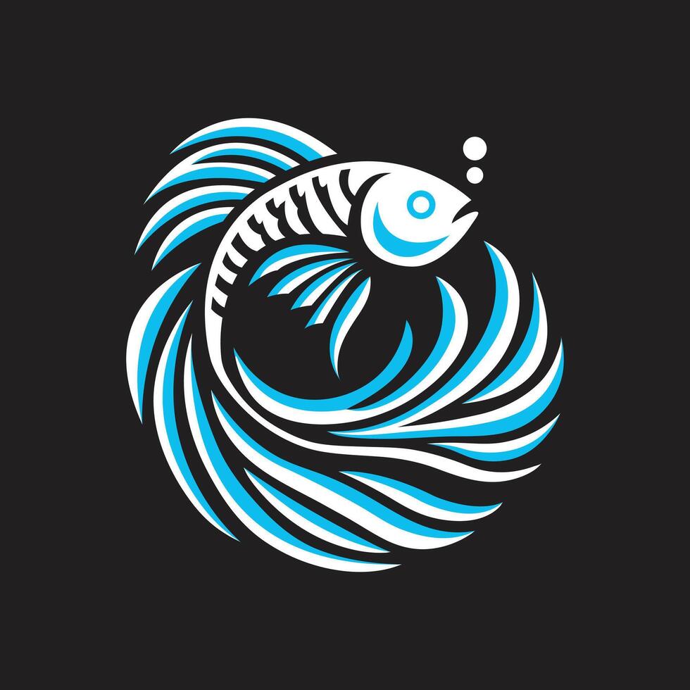 Stylized fish design with elegant blue and white curves vector