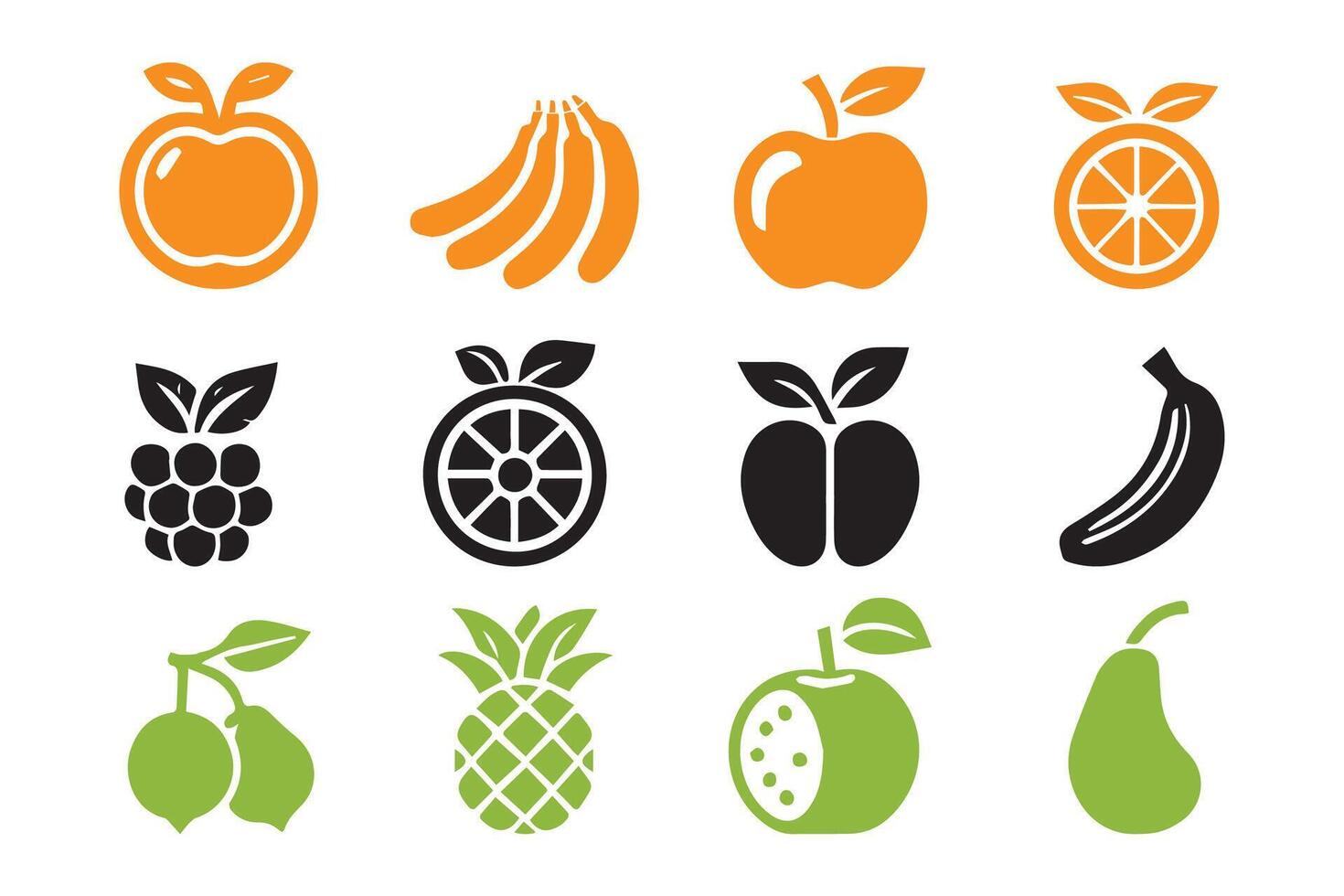 Fruit Logo Icon Pack Bundle silhouette Illustration artwork vector