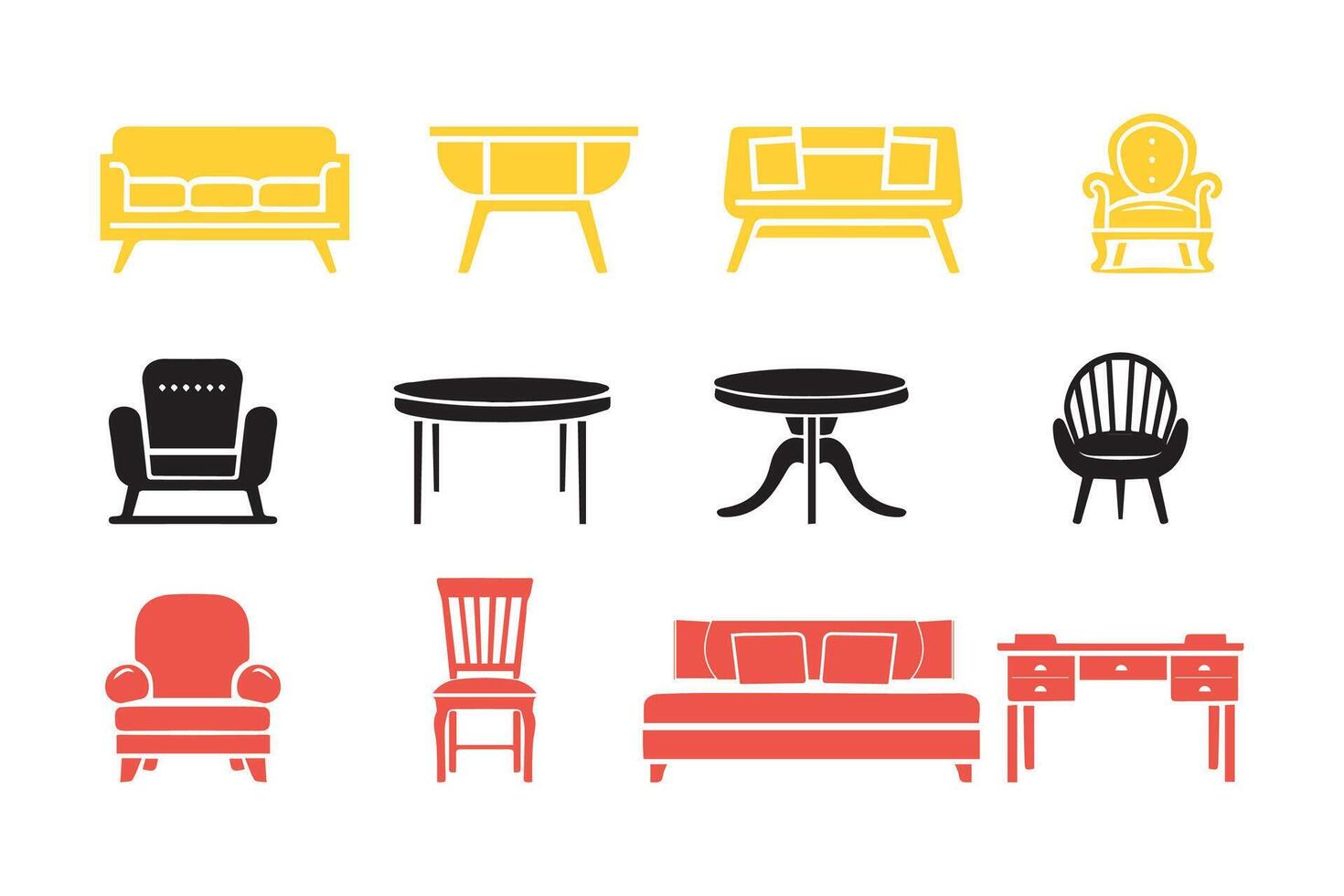 Furniture Logo Icon Pack Bundle silhouette Illustration artwork vector