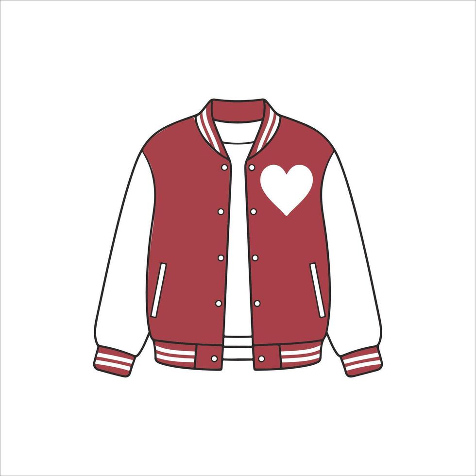 valentine Varsity Jacket - Activewear Jacket Design with Pocket Jackets Fashion Technical Illustration vector