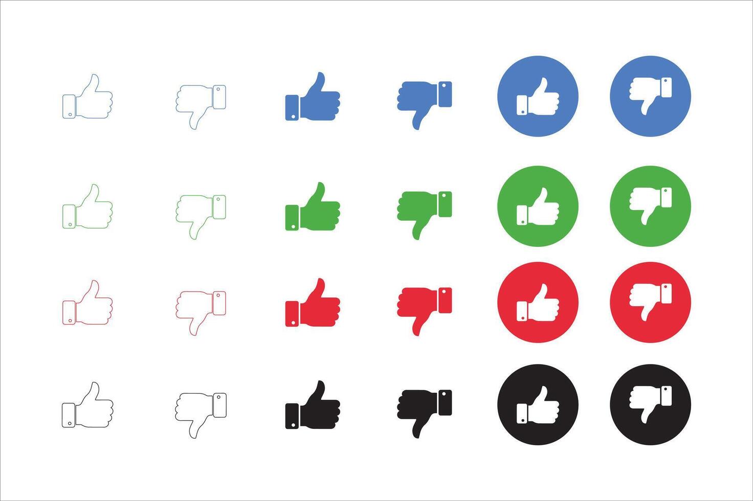 Set of Thumbs up and thumbs down emblems. Like and dislike icons set, , illustration vector
