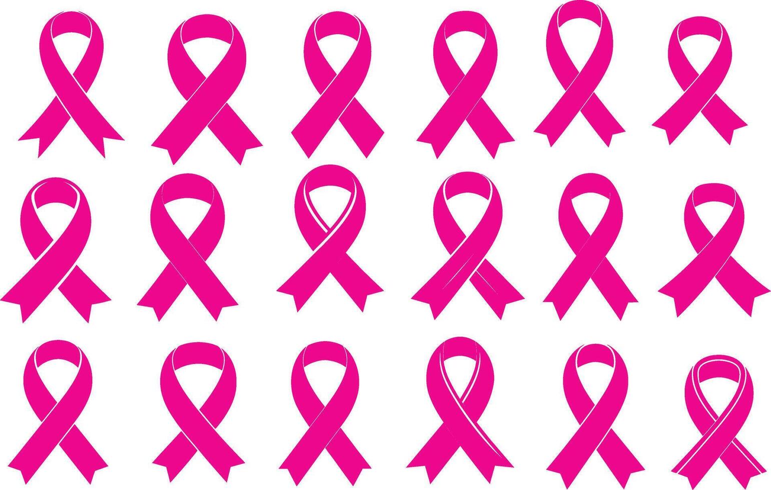 Set of Classic Pink Ribbon Silhouette Design vector
