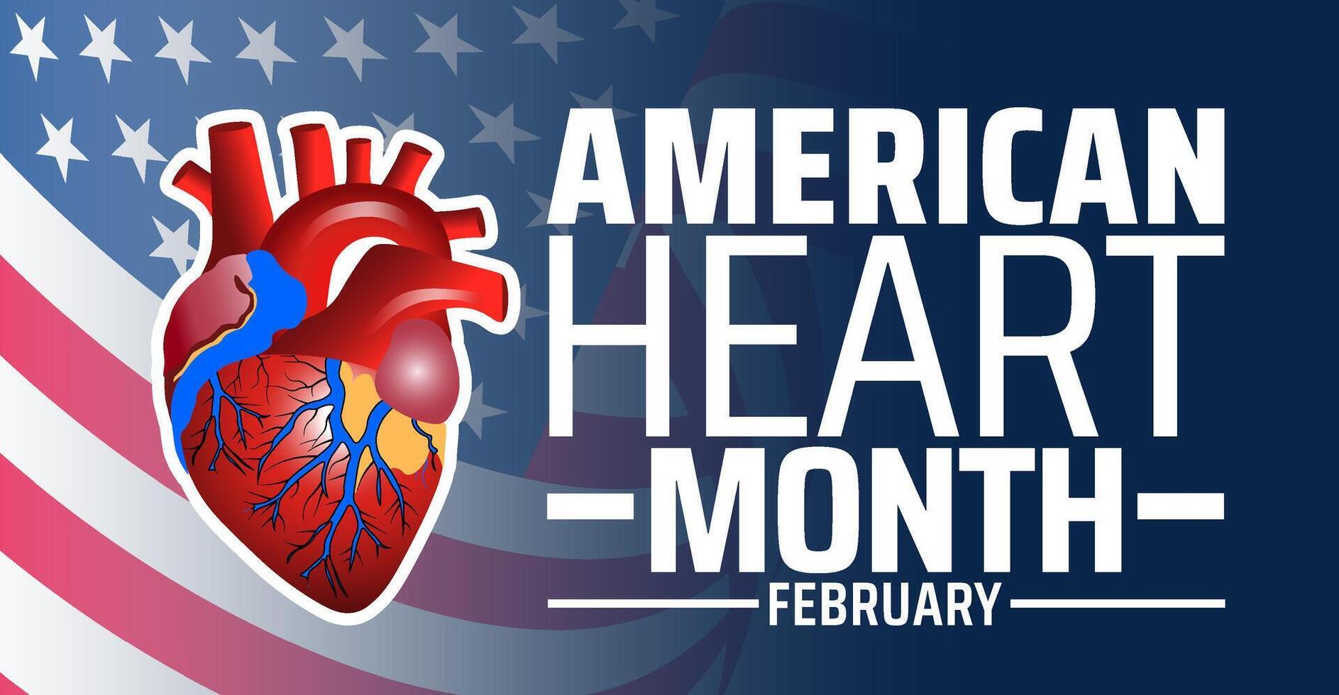 American Heart Month background banner or poster design template. vector