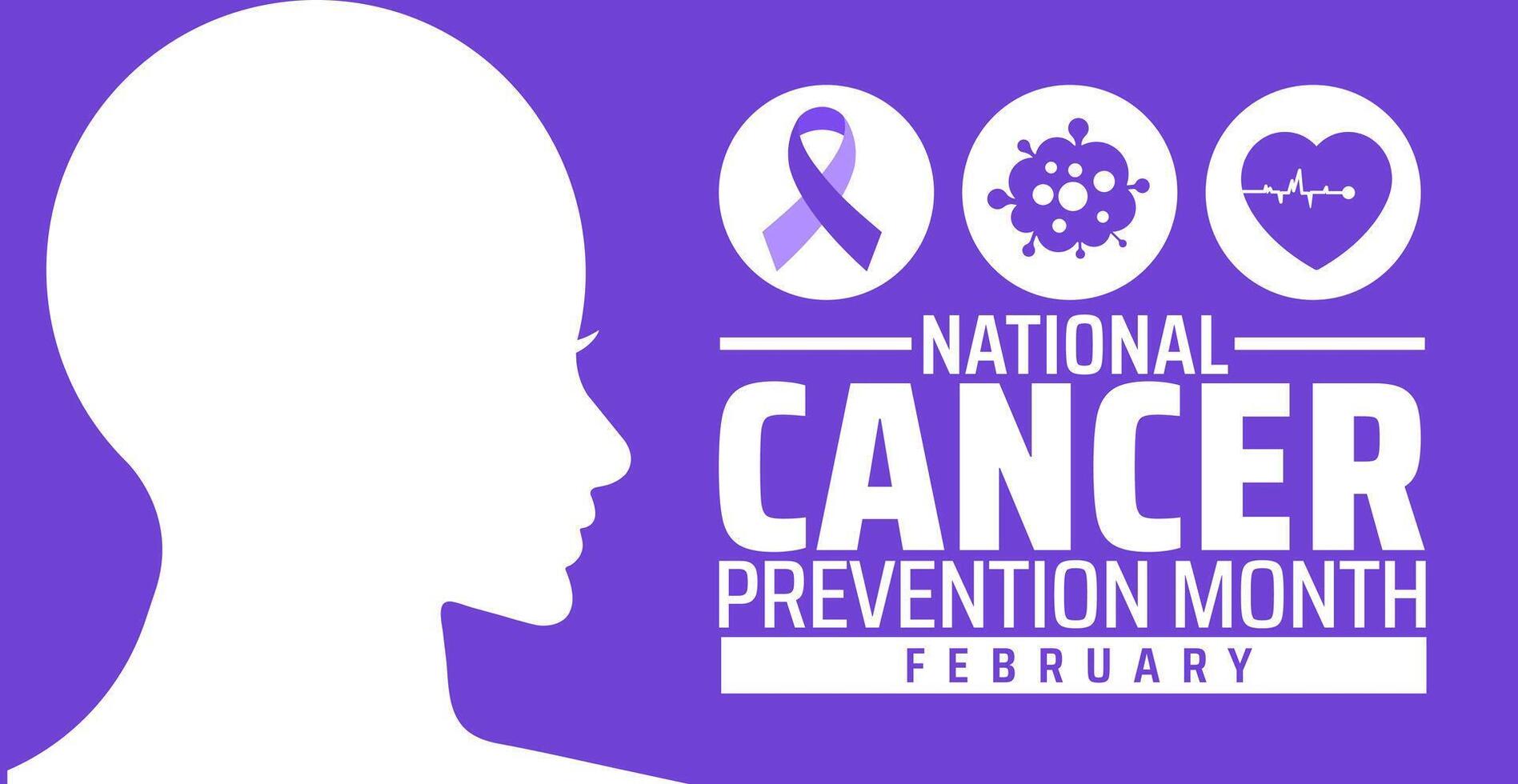 National Cancer Prevention Month background banner or poster design template. observed every year in February. Holiday concept. Use to any Template, card, poster, placard, template. vector