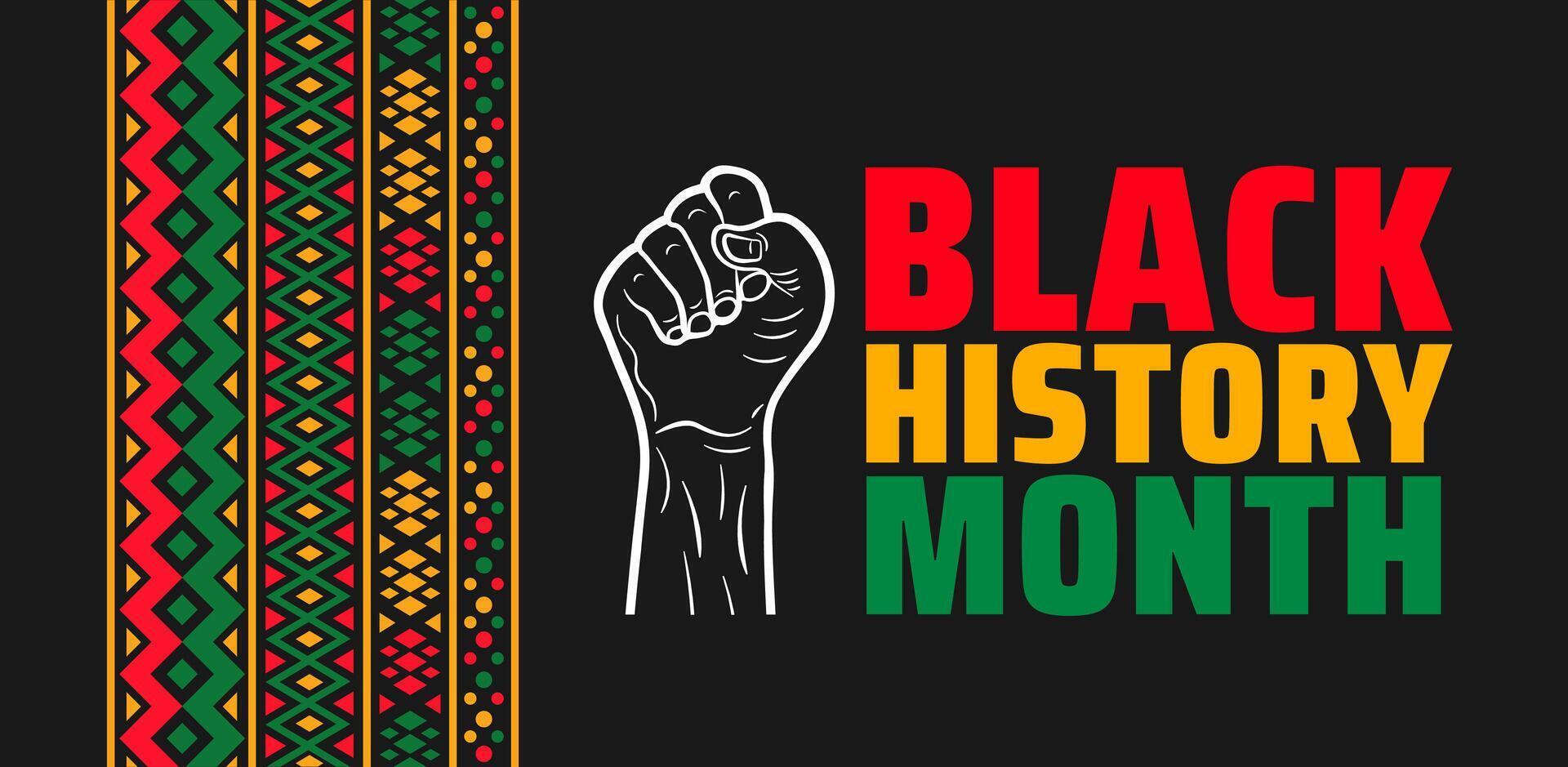 Black history month colorful lettering typography with modern design pattern background. black history month 2025 background. Celebrated February in united state and Canada. vector