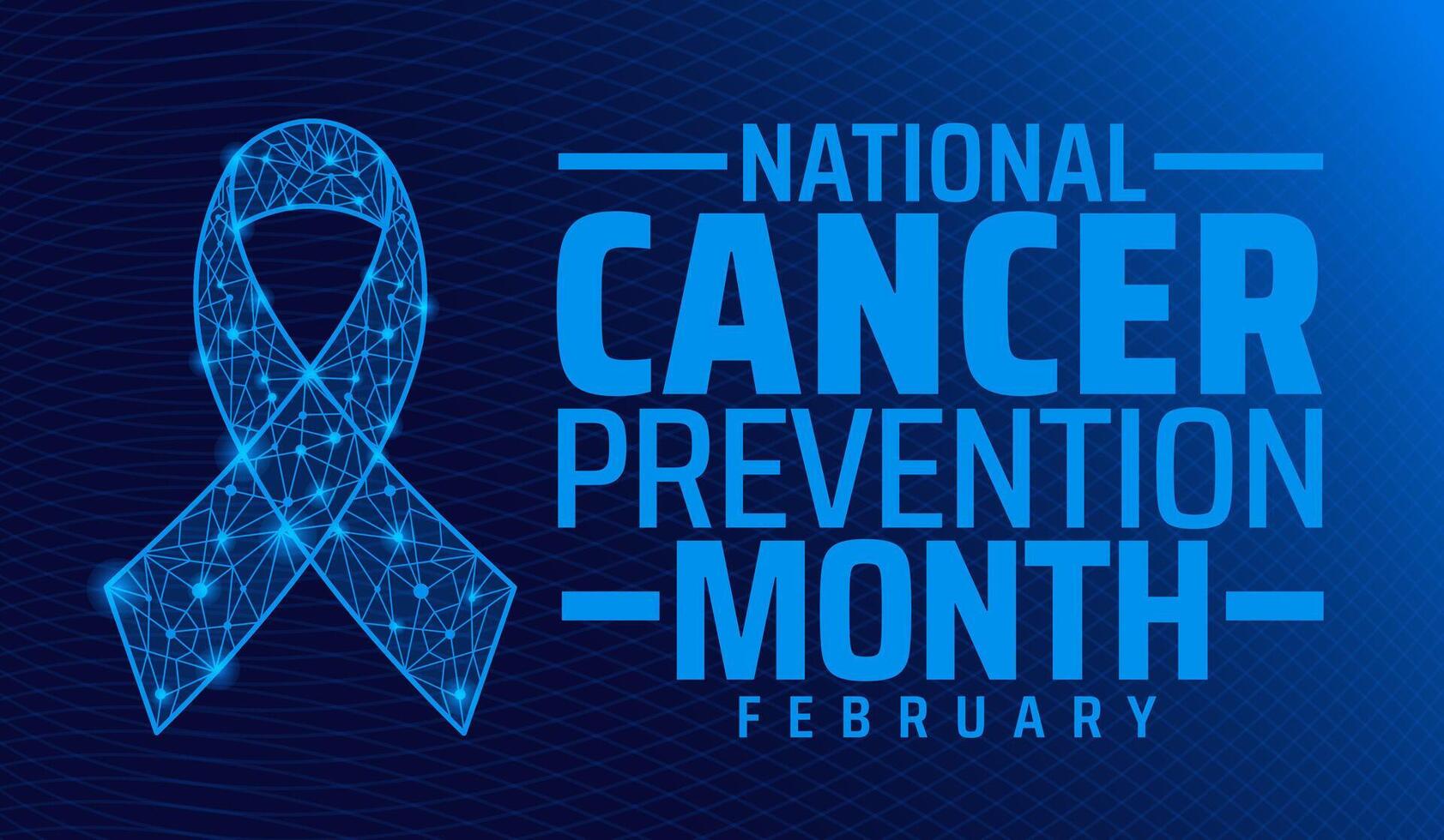 National Cancer Prevention Month blue color technology concept ribbon background banner or poster design template. observed every year in February. Holiday concept. Use to any Template, card, poster. vector