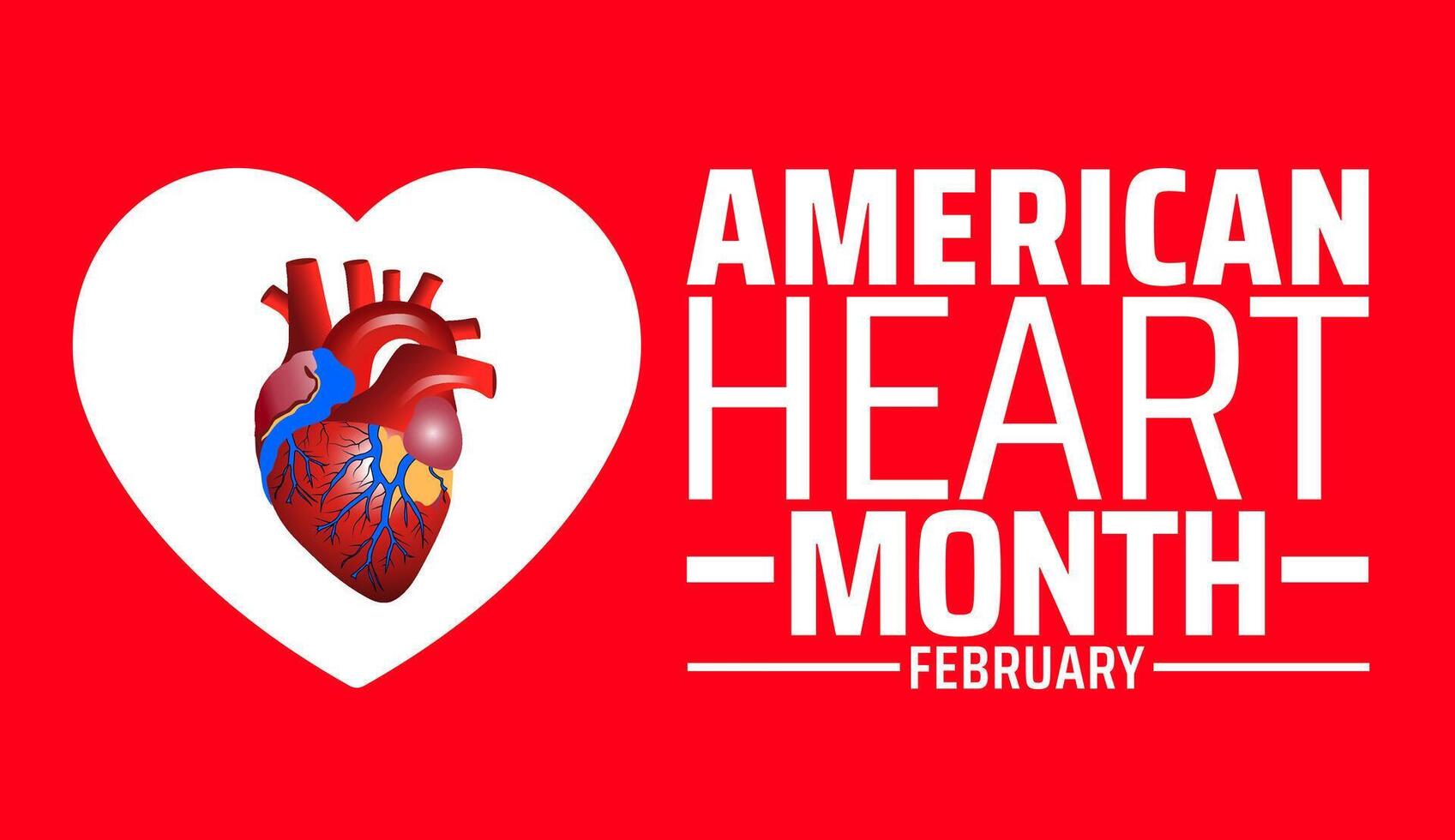 American Heart Month background banner or poster design template. observed every year in February. Holiday concept. Use to any Template, card, poster, placard, template. vector