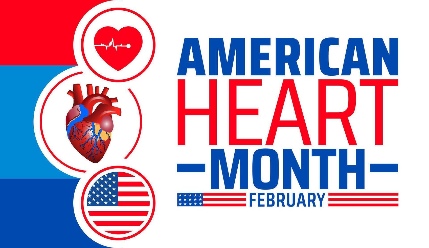 American Heart Month background banner or poster design template with red color and unique color design. vector