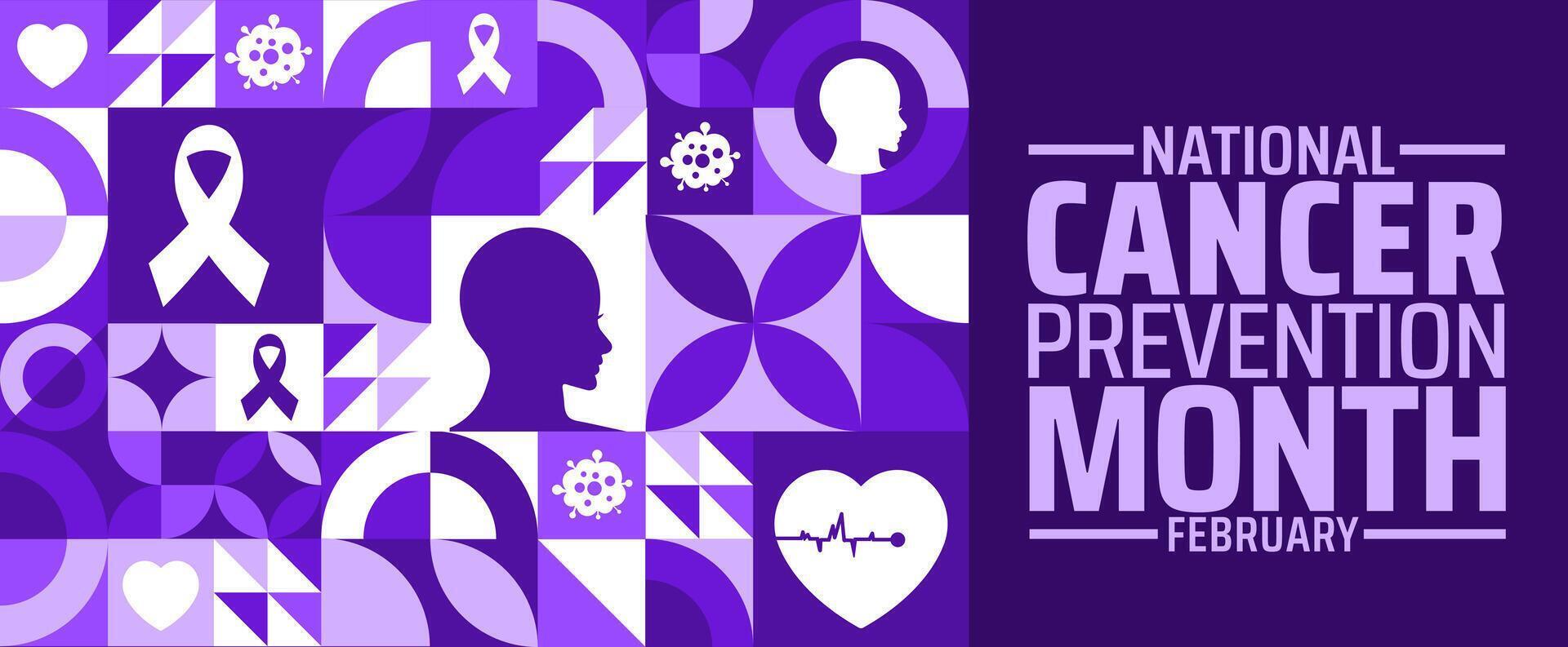 National Cancer Prevention Month geometric shape pattern background banner or poster design template. observed every year in February. Holiday concept. Use to any Template. vector