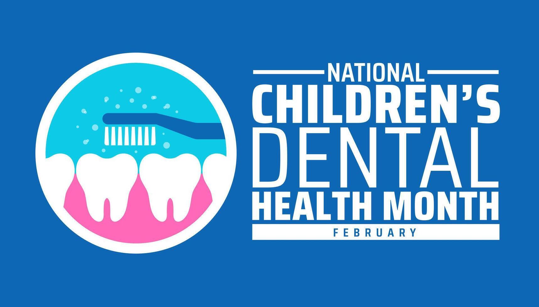 Childrens Dental Health Month or Children Dental Health Month background banner or poster design template. observed every year in February. vector
