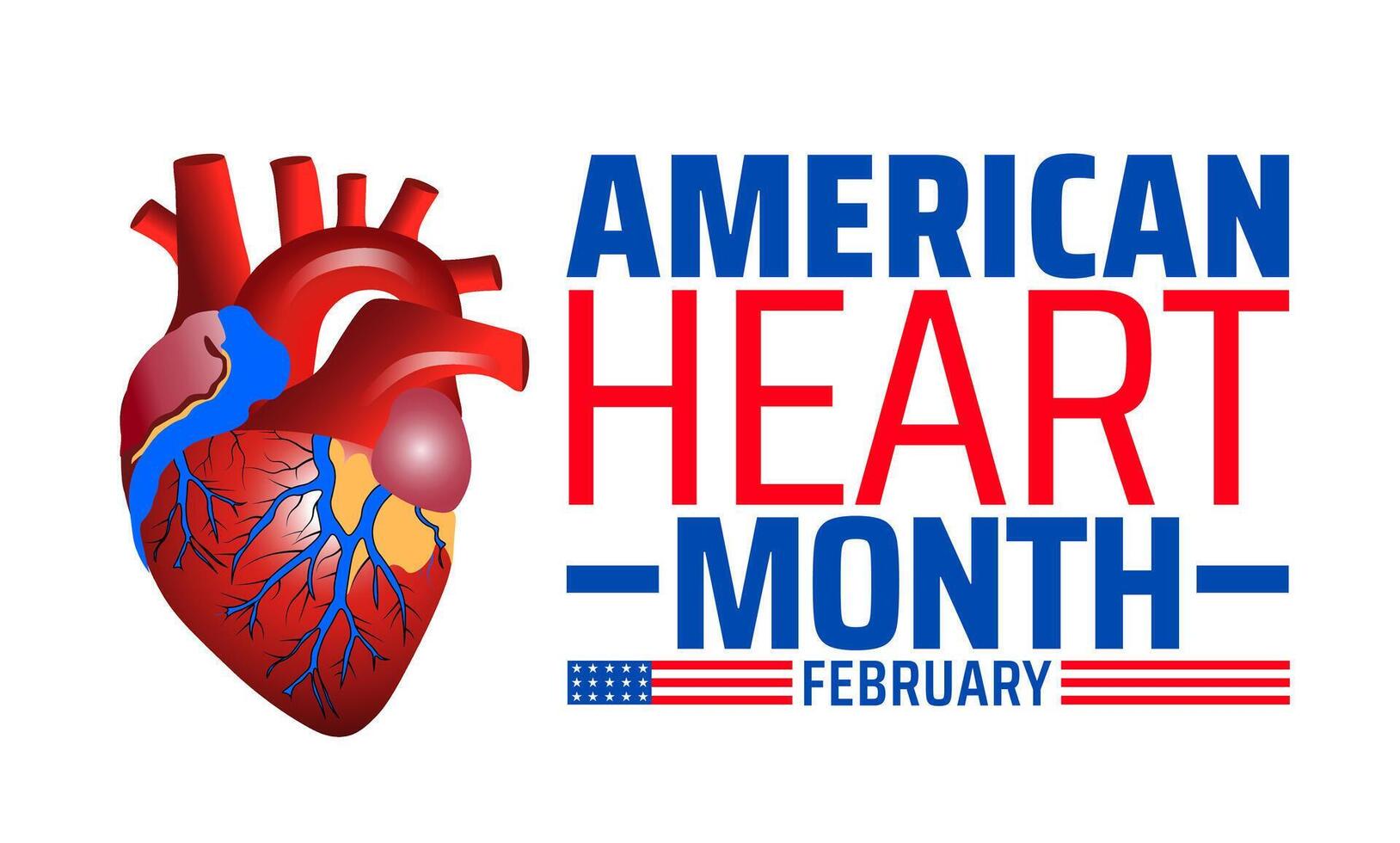 American Heart Month background banner or poster design template. observed every year in February. Holiday concept. vector