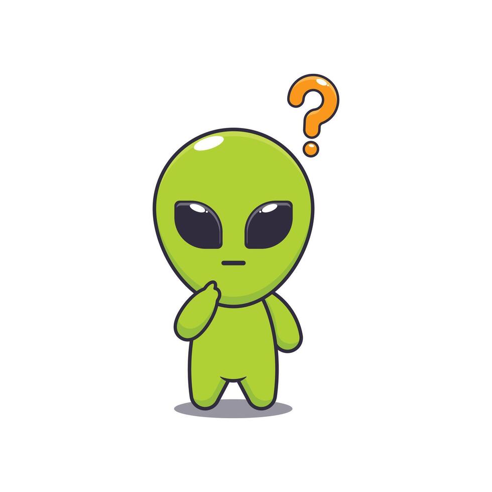 alien is confused. mascot cartoon character illustration. vector