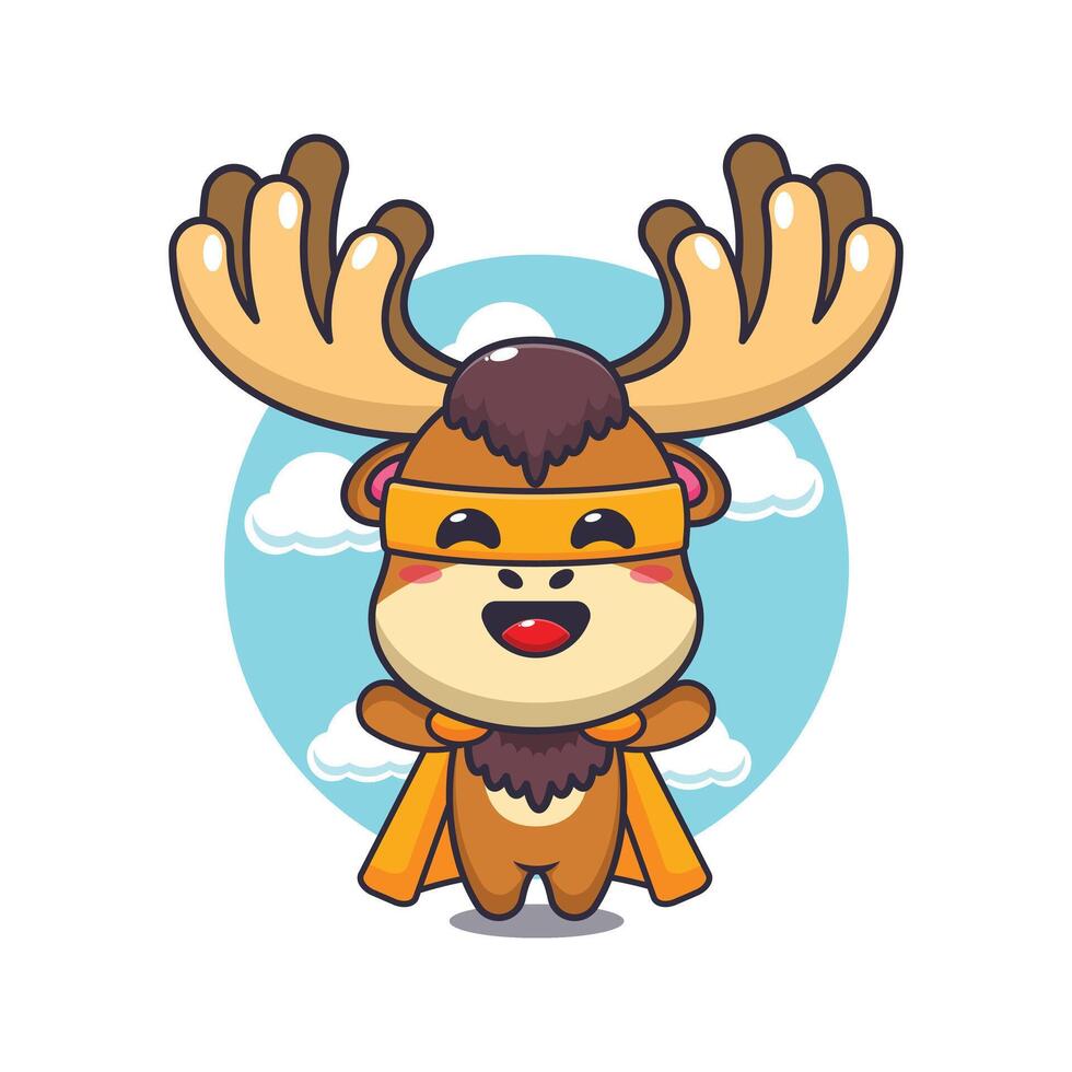 Super moose cartoon illustration. vector