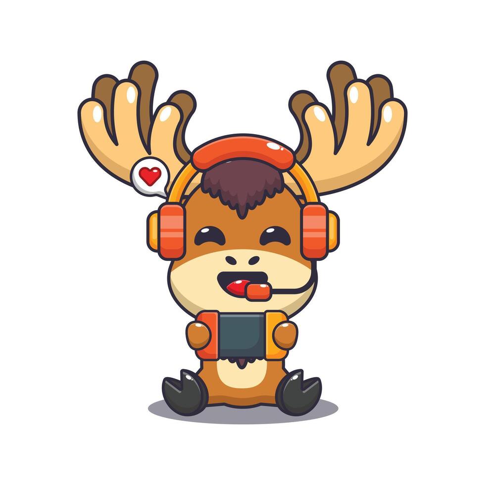 moose play a game cartoon illustration. vector