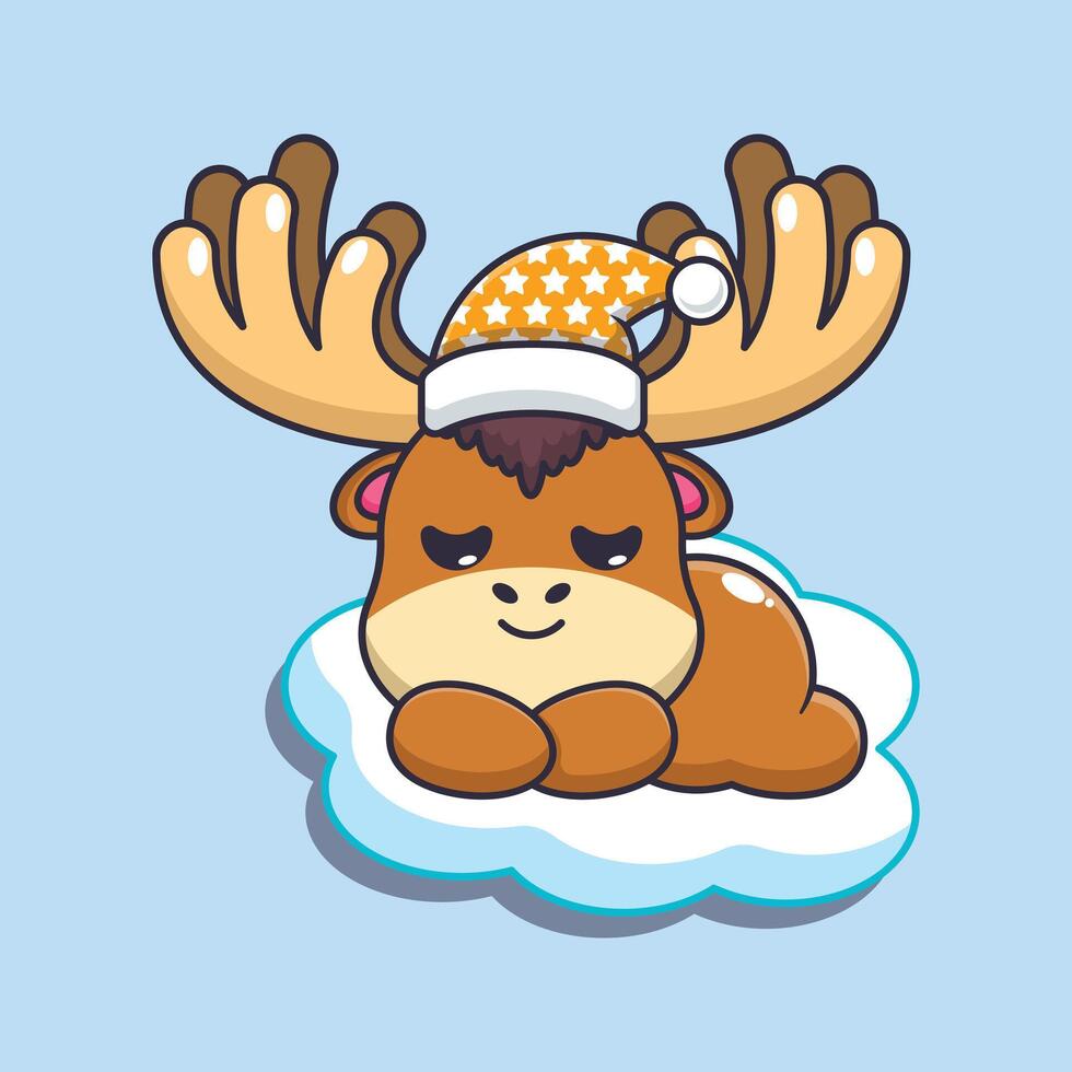 moose sleep cartoon illustration. vector