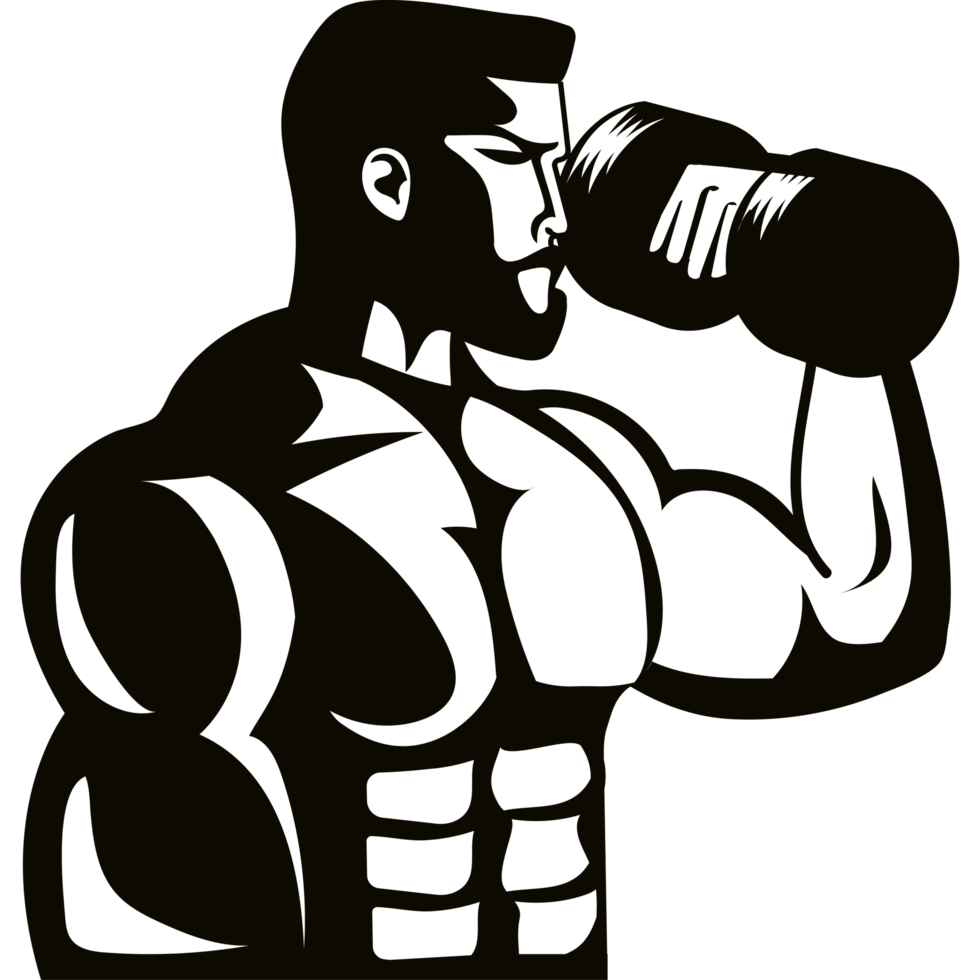 gym emblem man with dumbbell png