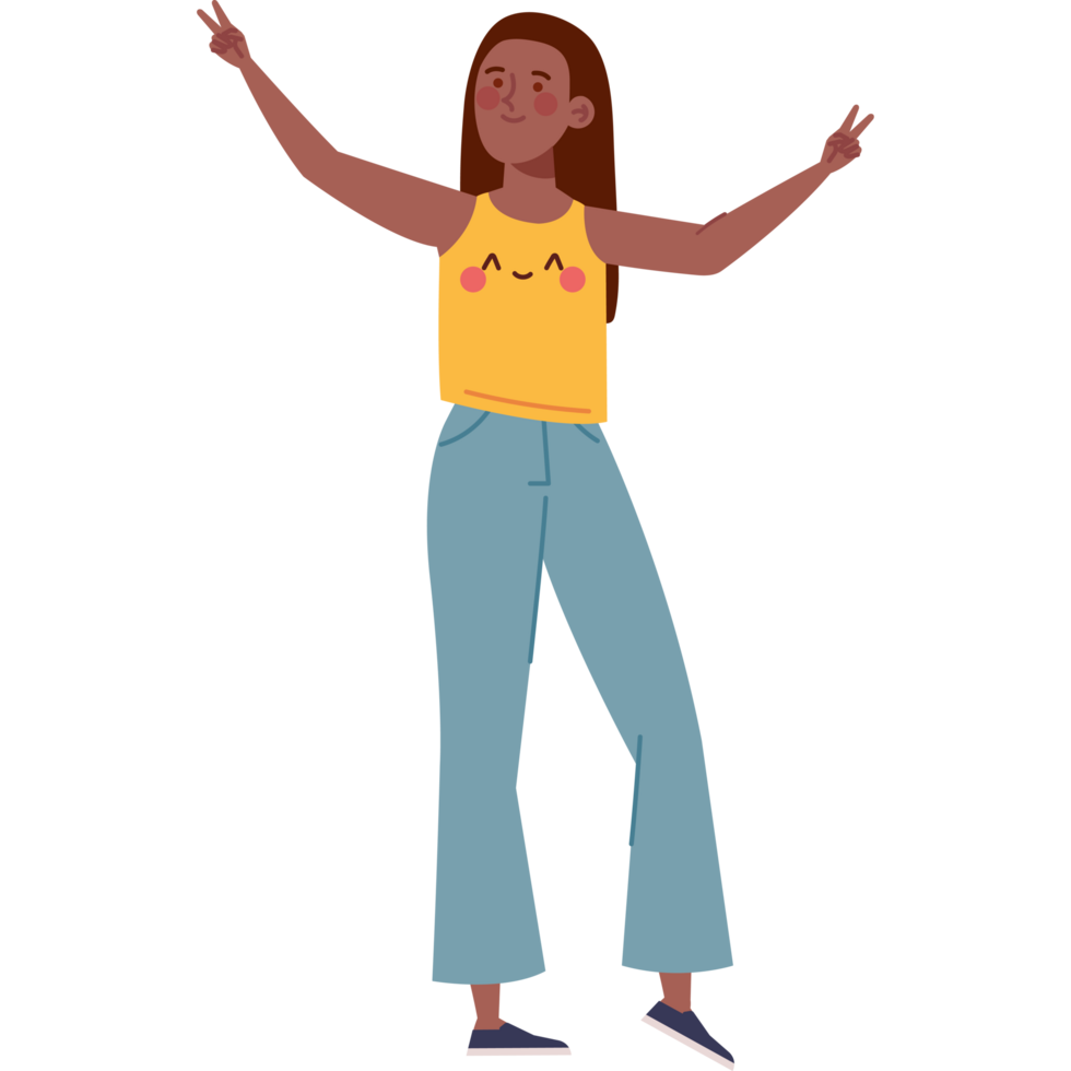 cheerful woman character standing png