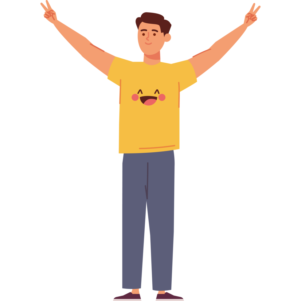 cheerful man character standing png