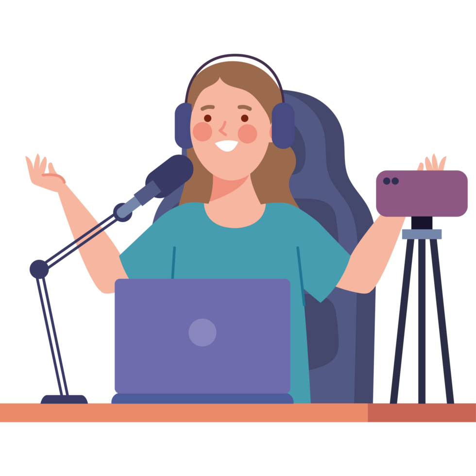 live streamer woman broadcasting online png