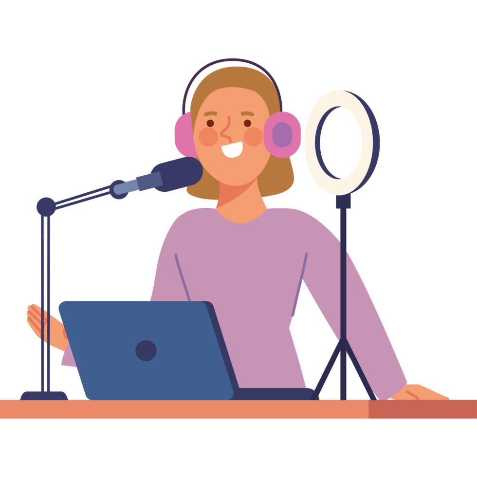 streamer female with headset png