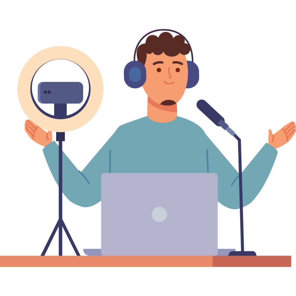 streamer man with phone png