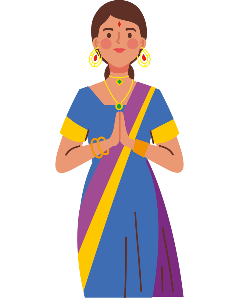hindu woman making namaste greeting png