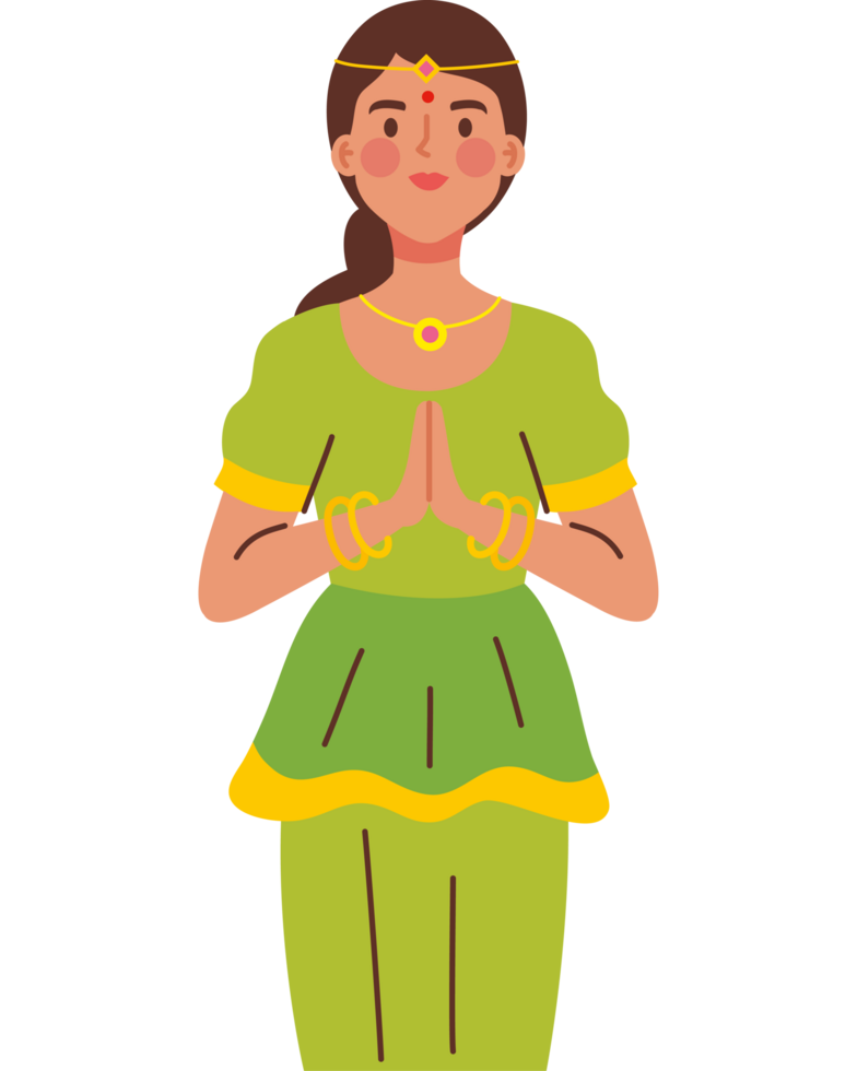 indian woman making in a namaste gesture png