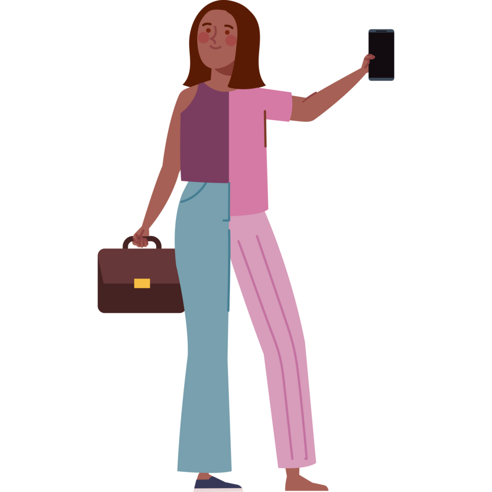 hybrid work woman with a flexible schedule png