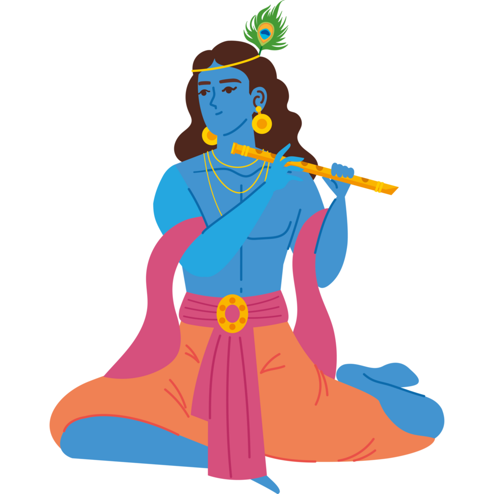 lord krishna sitting and playing flute png
